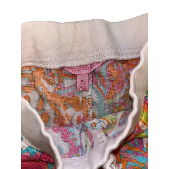 Lilly Pulitzer Scuba To Cuba Little Beach Pants Linen Girls M (6-7) - Picture 4 of 8